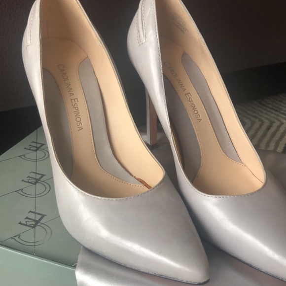 Carolinna Espinosa grey leather heels size 6.5 - Picture 4 of 7
